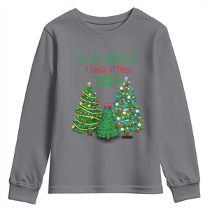First Christmas As A family Of Three Youth Sweatshirt TS09 Charcoal Print Your Wear