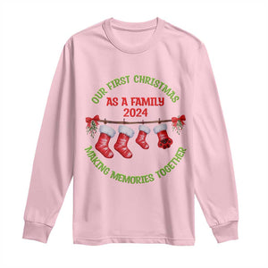 First Christmas As A family Long Sleeve Shirt Making Memories Together Xmas 2024 TS09 Light Pink Print Your Wear