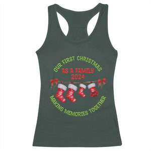 First Christmas As A family Racerback Tank Top Making Memories Together Xmas 2024 TS09 Dark Forest Green Print Your Wear