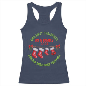First Christmas As A family Racerback Tank Top Making Memories Together Xmas 2024 TS09 Navy Print Your Wear