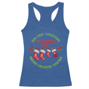 First Christmas As A family Racerback Tank Top Making Memories Together Xmas 2024 TS09 Royal Blue Print Your Wear