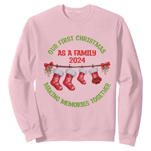 First Christmas As A family Sweatshirt Making Memories Together Xmas 2024 TS09 Light Pink Print Your Wear