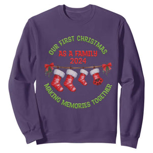 First Christmas As A family Sweatshirt Making Memories Together Xmas 2024 TS09 Purple Print Your Wear