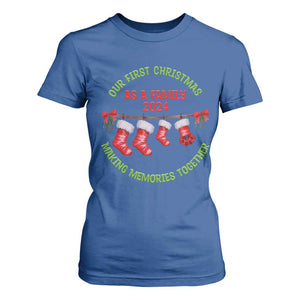 First Christmas As A family T Shirt For Women Making Memories Together Xmas 2024 TS09 Royal Blue Print Your Wear