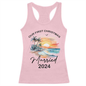 First Christmas Married 2024 Couple Matching Racerback Tank Top TS09 Light Pink Print Your Wear