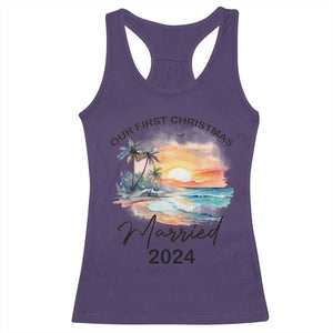 First Christmas Married 2024 Couple Matching Racerback Tank Top TS09 Purple Print Your Wear