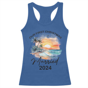 First Christmas Married 2024 Couple Matching Racerback Tank Top TS09 Royal Blue Print Your Wear