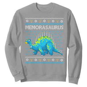 Menorasaurus Menorah Dino Hanukkah Dinosaur Sweatshirt TS09 Sport Gray Printyourwear