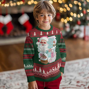 Vintage Xmas Ugly Christmas Sweater Pink Santa Claus Ho Ho Ho TS09 Christmas Print Your Wear