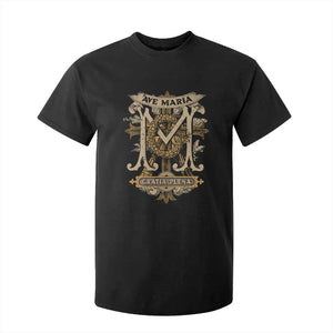Ave Maria T Shirt For Kid Gratia Plena Blessed Mother Mary Hail TS09 Black Print Your Wear