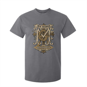 Ave Maria T Shirt For Kid Gratia Plena Blessed Mother Mary Hail TS09 Charcoal Print Your Wear