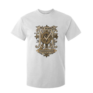 Ave Maria T Shirt For Kid Gratia Plena Blessed Mother Mary Hail TS09 White Print Your Wear