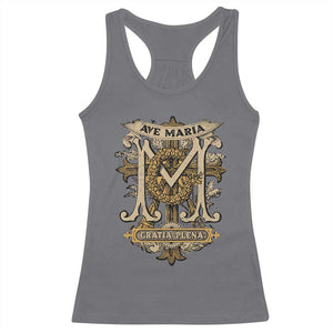 Ave Maria Racerback Tank Top Gratia Plena Blessed Mother Mary Hail TS09 Charcoal Print Your Wear
