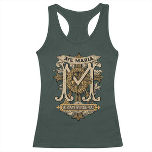 Ave Maria Racerback Tank Top Gratia Plena Blessed Mother Mary Hail TS09 Dark Forest Green Print Your Wear