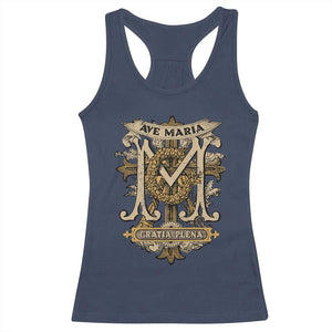 Ave Maria Racerback Tank Top Gratia Plena Blessed Mother Mary Hail TS09 Navy Print Your Wear