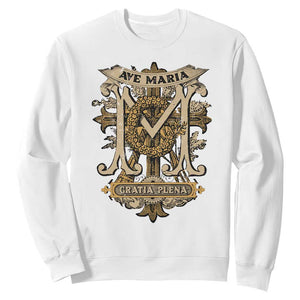 Ave Maria Sweatshirt Gratia Plena Blessed Mother Mary Hail TS09 White Print Your Wear