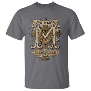 Ave Maria T Shirt Gratia Plena Blessed Mother Mary Hail TS09 Charcoal Print Your Wear