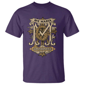 Ave Maria T Shirt Gratia Plena Blessed Mother Mary Hail TS09 Purple Print Your Wear