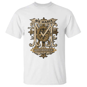 Ave Maria T Shirt Gratia Plena Blessed Mother Mary Hail TS09 White Print Your Wear