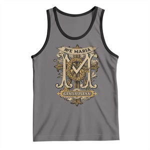 Ave Maria Tank Top Gratia Plena Blessed Mother Mary Hail TS09 Deep Heather Black Print Your Wear