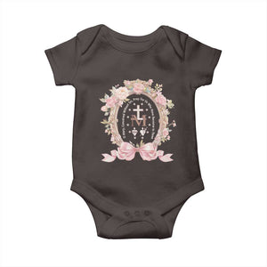 Ave Maria Baby Onesie Miraculous Medal Blessed Mother Mary Hail TS09 Dark Chocolate Print Your Wear