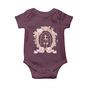 Ave Maria Baby Onesie Miraculous Medal Blessed Mother Mary Hail TS09 Maroon Print Your Wear