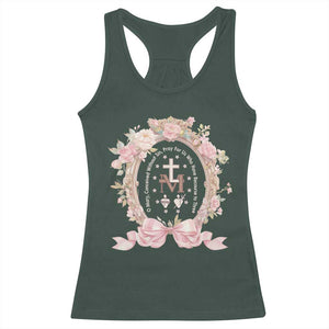 Ave Maria Racerback Tank Top Miraculous Medal Blessed Mother Mary Hail TS09 Dark Forest Green Print Your Wear