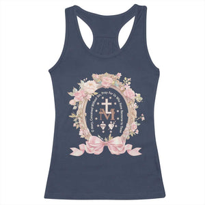 Ave Maria Racerback Tank Top Miraculous Medal Blessed Mother Mary Hail TS09 Navy Print Your Wear