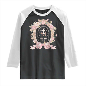 Ave Maria Raglan Shirt Miraculous Medal Blessed Mother Mary Hail TS09 Black White Print Your Wear
