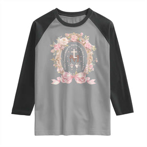 Ave Maria Raglan Shirt Miraculous Medal Blessed Mother Mary Hail TS09 Sport Gray Black Print Your Wear