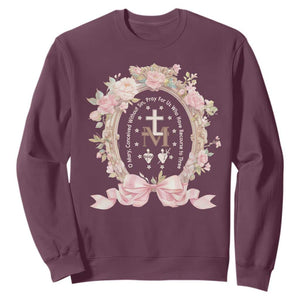 Ave Maria Sweatshirt Miraculous Medal Blessed Mother Mary Hail TS09 Maroon Print Your Wear
