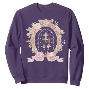 Ave Maria Sweatshirt Miraculous Medal Blessed Mother Mary Hail TS09 Purple Print Your Wear