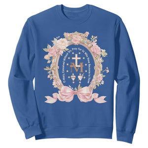 Ave Maria Sweatshirt Miraculous Medal Blessed Mother Mary Hail TS09 Royal Blue Print Your Wear