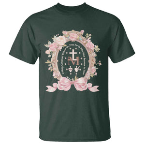 Ave Maria T Shirt Miraculous Medal Blessed Mother Mary Hail TS09 Dark Forest Green Print Your Wear