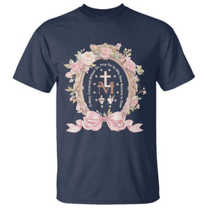Ave Maria T Shirt Miraculous Medal Blessed Mother Mary Hail TS09 Navy Print Your Wear
