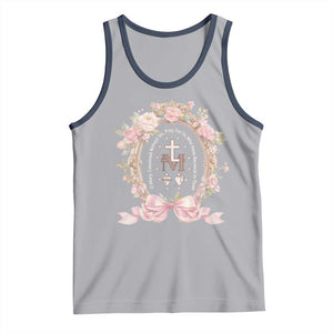Ave Maria Tank Top Miraculous Medal Blessed Mother Mary Hail TS09 Athletic Heather Navy Print Your Wear