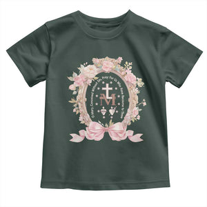 Ave Maria Toddler T Shirt Miraculous Medal Blessed Mother Mary Hail TS09 Dark Forest Green Print Your Wear