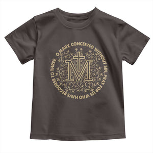 Marian Catholic Ave Maria Toddler T Shirt Miraculous Medal Blessed Mother Mary Hail TS09 Dark Chocolate Print Your Wear