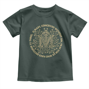 Marian Catholic Ave Maria Toddler T Shirt Miraculous Medal Blessed Mother Mary Hail TS09 Dark Forest Green Print Your Wear