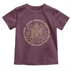 Marian Catholic Ave Maria Toddler T Shirt Miraculous Medal Blessed Mother Mary Hail TS09 Maroon Print Your Wear