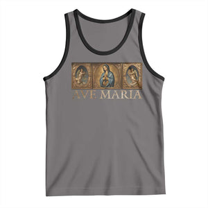 Marian Catholic Ave Maria Tank Top Vintage Aesthetic Blessed Mother Mary Hail TS09 Deep Heather Black Print Your Wear