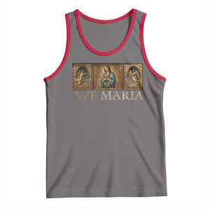 Marian Catholic Ave Maria Tank Top Vintage Aesthetic Blessed Mother Mary Hail TS09 Deep Heather Red Print Your Wear
