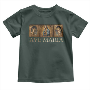 Marian Catholic Ave Maria Toddler T Shirt Vintage Aesthetic Blessed Mother Mary Hail TS09 Dark Forest Green Print Your Wear