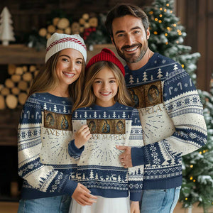 Marian Catholic Ave Maria Ugly Christmas Sweater Vintage Aesthetic Blessed Mother Mary Hail TS09 Navy Print Your Wear