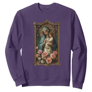 Marian Catholic Ave Maria Sweatshirt Blessed Mother Mary Hail Vintage Aesthetic TS09 Purple Print Your Wear