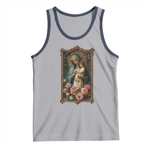Marian Catholic Ave Maria Tank Top Blessed Mother Mary Hail Vintage Aesthetic TS09 Athletic Heather Navy Print Your Wear