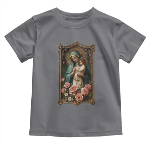 Marian Catholic Ave Maria Toddler T Shirt Blessed Mother Mary Hail Vintage Aesthetic TS09 Charcoal Print Your Wear