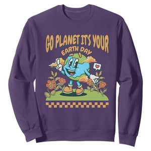 Funny Go Planet It's Your Earth Day Birthday Sweatshirt TS09 Purple Printyourwear