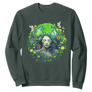 Earth Day Sweatshirt Mother Earth Gaia Goddess Of Nature TS09 Dark Forest Green Printyourwear