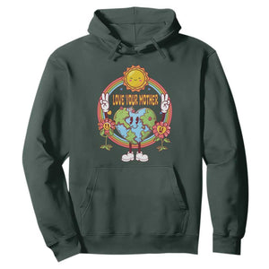 Earth Day Hoodie Love Your Mother Earth Retro TS09 Dark Forest Green Printyourwear